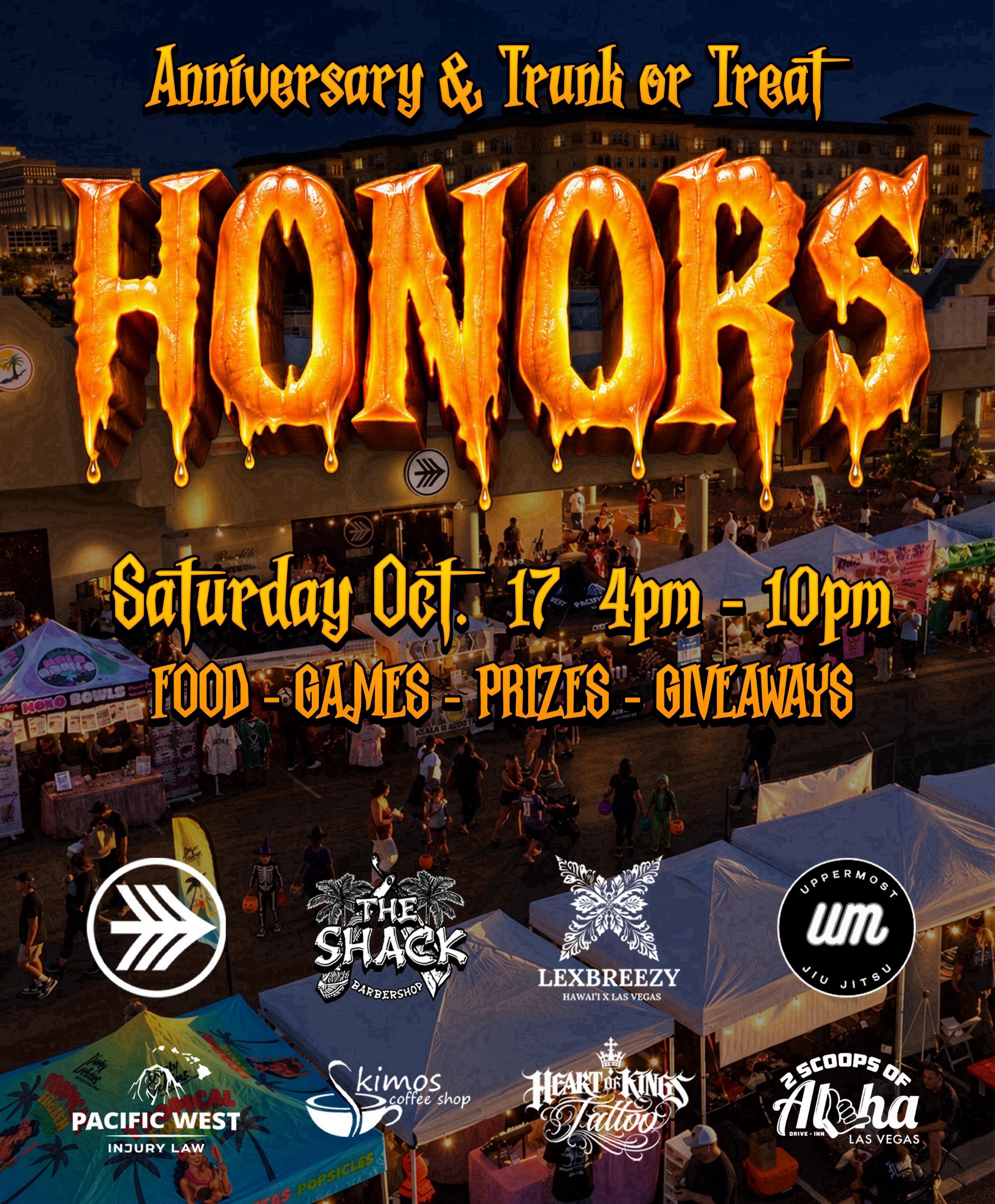 Honors Anniversary & Trunk or Treat event flyer